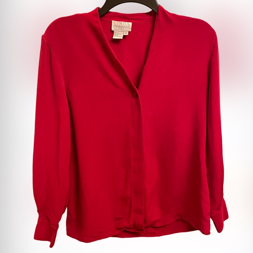 Linda Hutton Silk Button Down Blouse